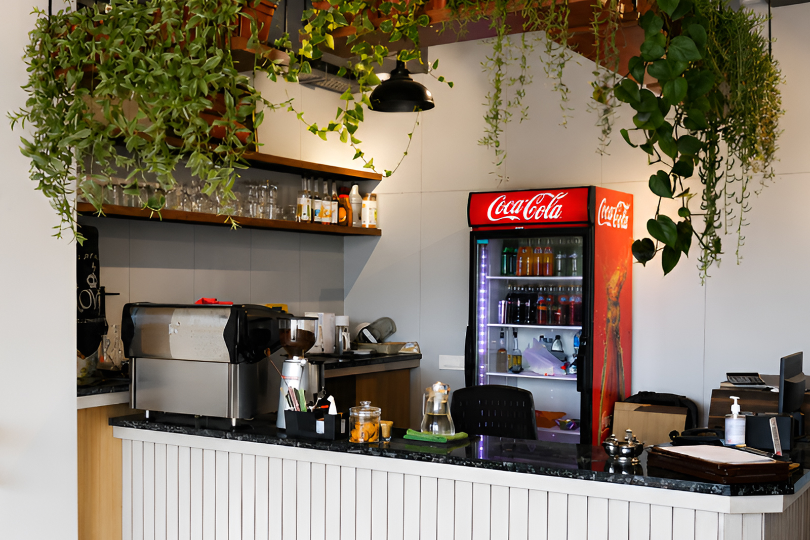CMS Cafe interior and coffee service in Kathmandu